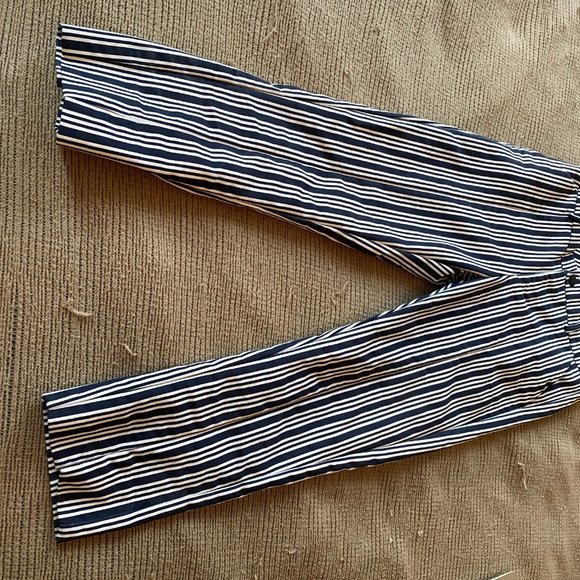 Size 2 Mango Navy Blue Striped Crop Pants - Picture 3 of 4